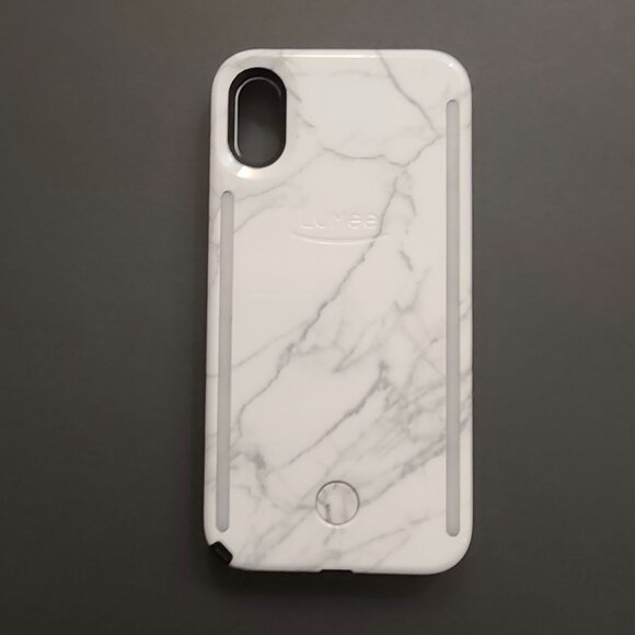 LuMee Duo iPhone X Lighted Case White Marble Mobile Case W/ Charger Cable WORKS - Picture 6 of 8